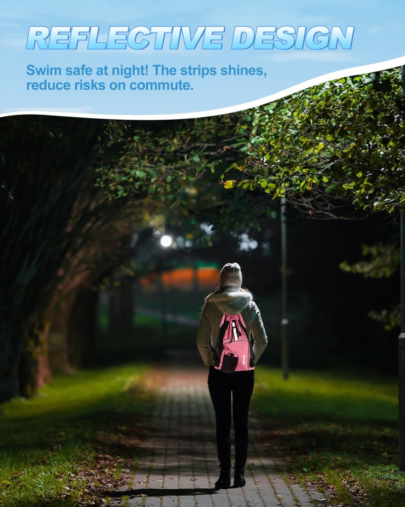 Mesh Swim Bag Drawstring Backpack Beach Pool Gym Workout Gear Holder