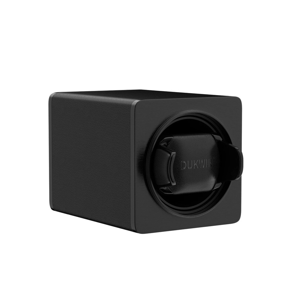 Dukwin Single Automatic Watch Winder Display Storage Case Vegan Leather Black