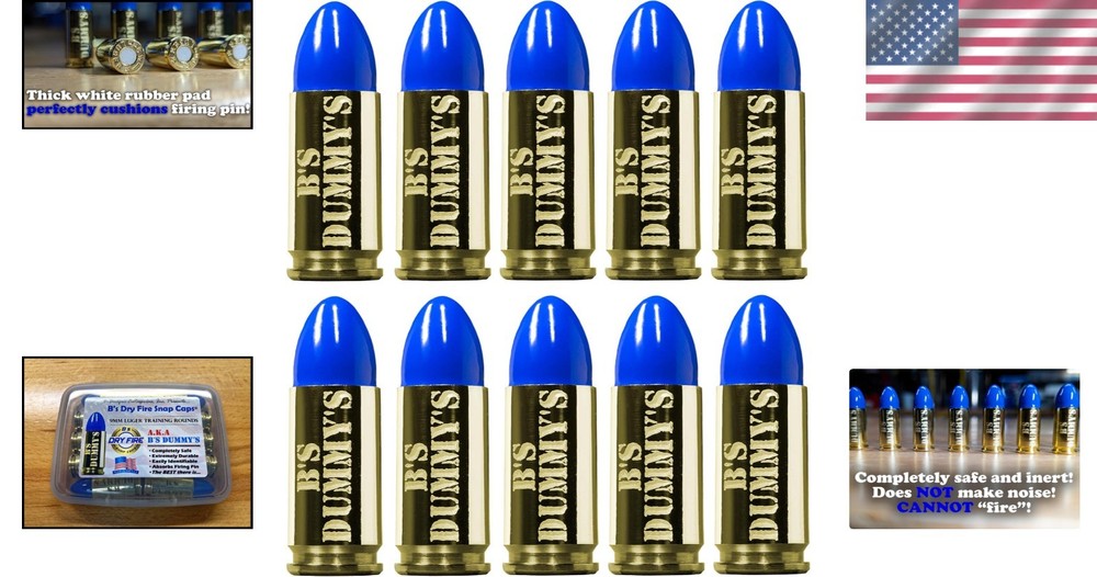 B's Dummy's 9mm Luger Snap Caps - Training Aid (10 Pack)