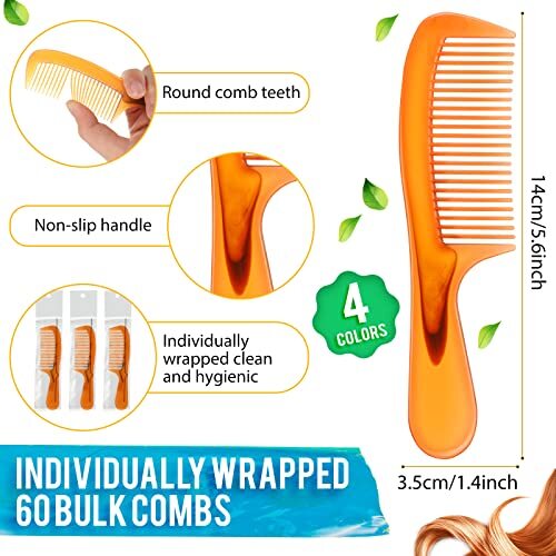 60 Pack Hair Combs Set Bulk Plastic Dressing Combs for Hair Styling