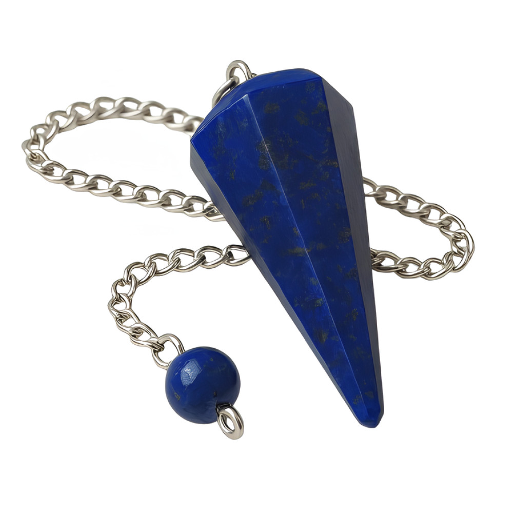 Lapis Lazuli Pendulum Dowser Chain Crystal Dowsing Divination Gemstone Tool Gift
