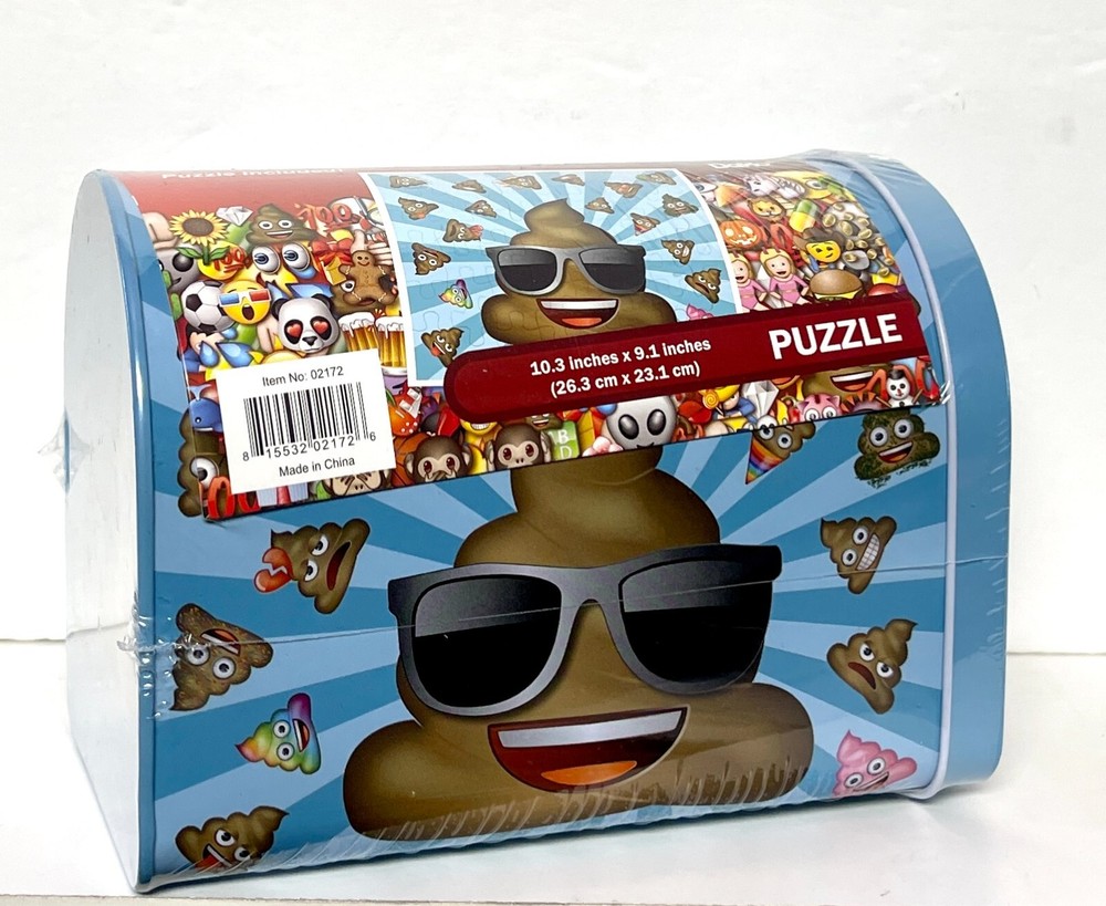 Mail Box Tin with Puzzles Inside 48 pcs (Emoji Blue)