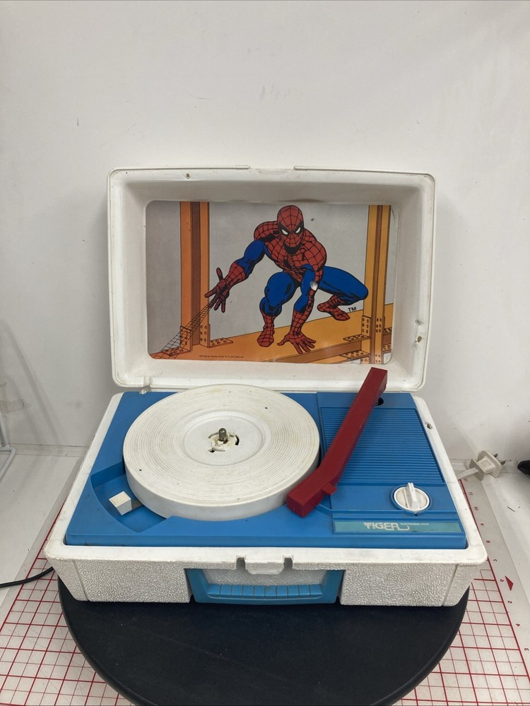 VINTAGE SPIDERMAN RECORD PLAYER 1978 TIGER ELECTRONICS Tested