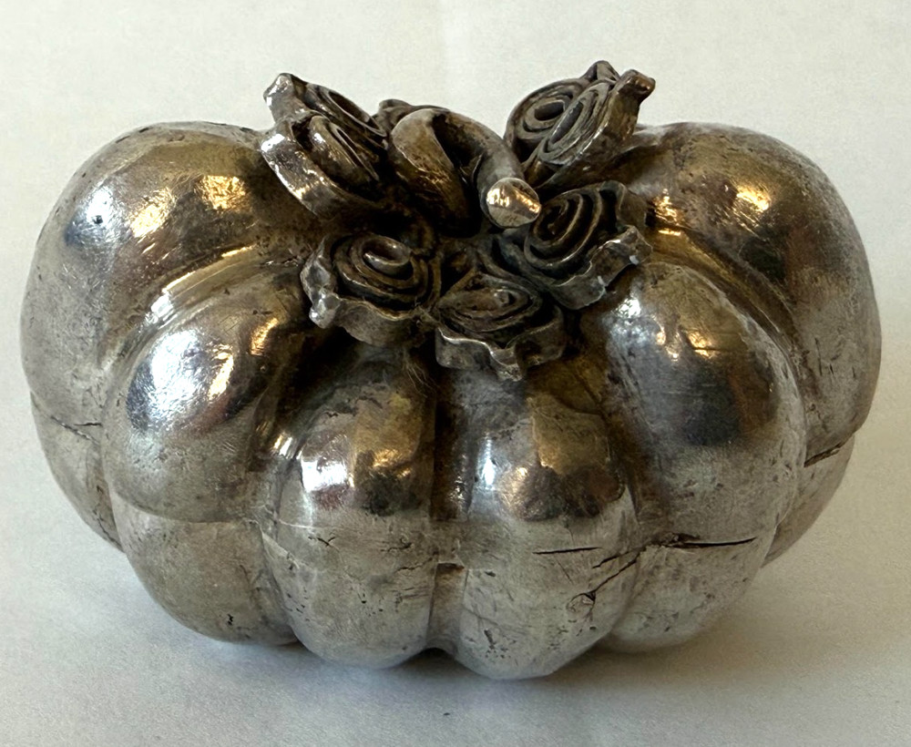 Vintage 925 Sterling Silver Pumpkin Trinket Box