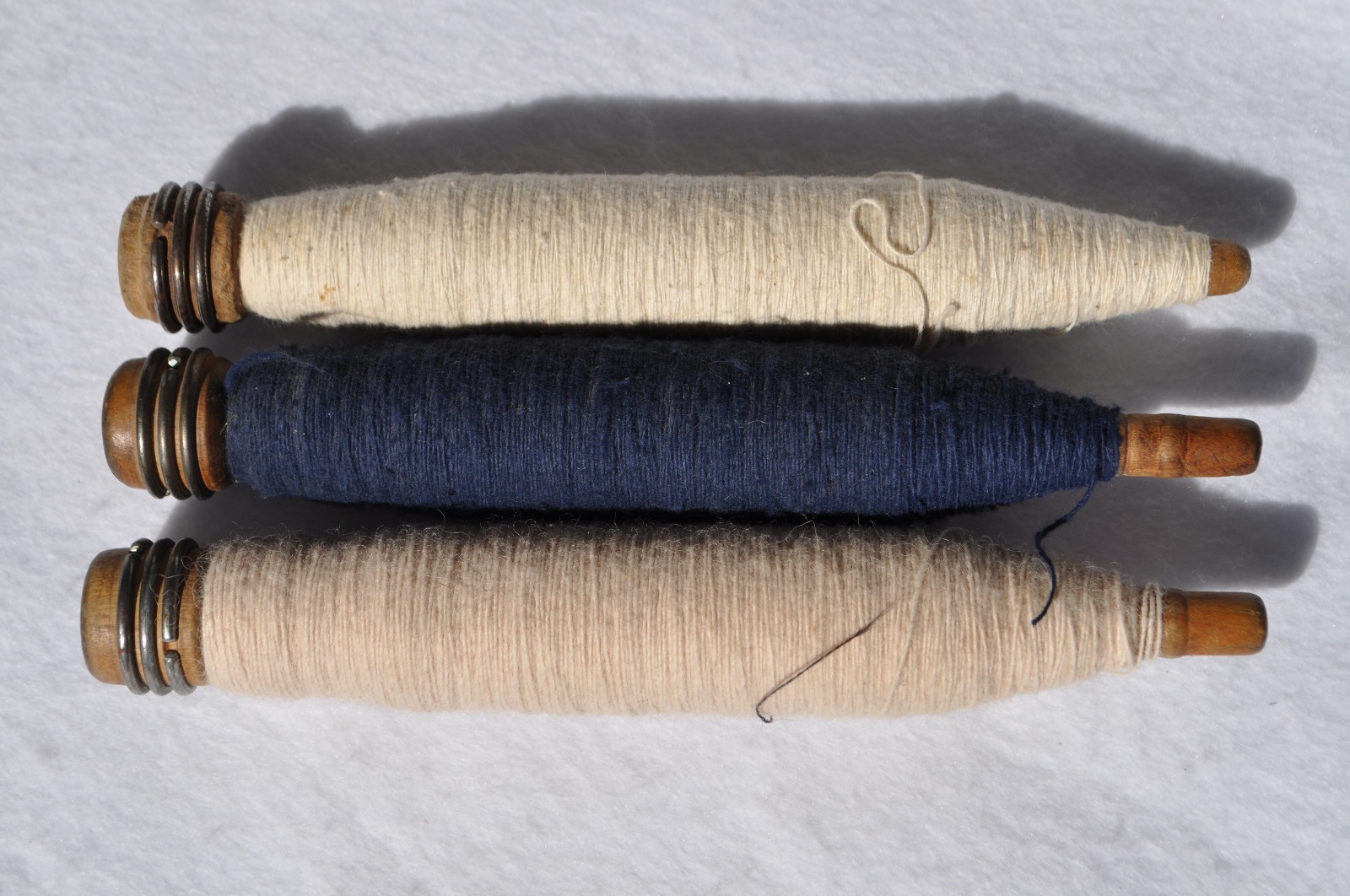 Three (3)  Antique/VTG.  Industrial Wood Sewing Bobbins/Quills/Spindles/Spools