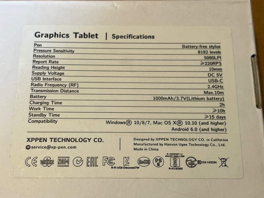 XP-PEN Deco Mini7W Drawing Pad for Computer