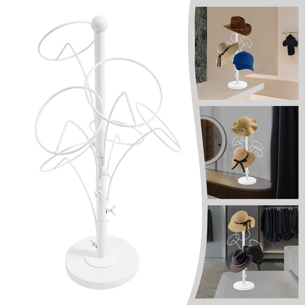 Modern Hat Stand 6 Hooks Hat Storage Display Holder Adjustable Height Hat Rack
