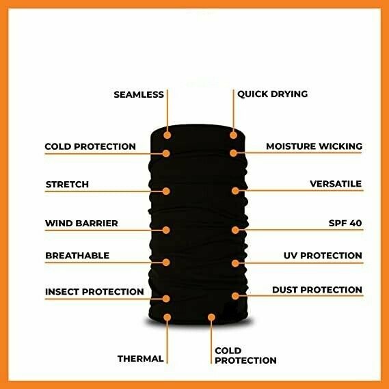 Neck Gaiter Premium Cotton Black Face Mask Balaclava Neckerchief Bandana Lot