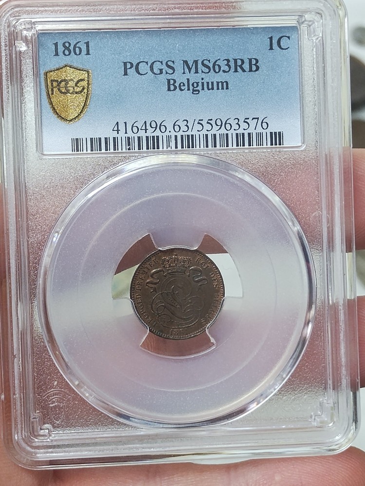 Belgium 1861 Centime PCGS MS63RB