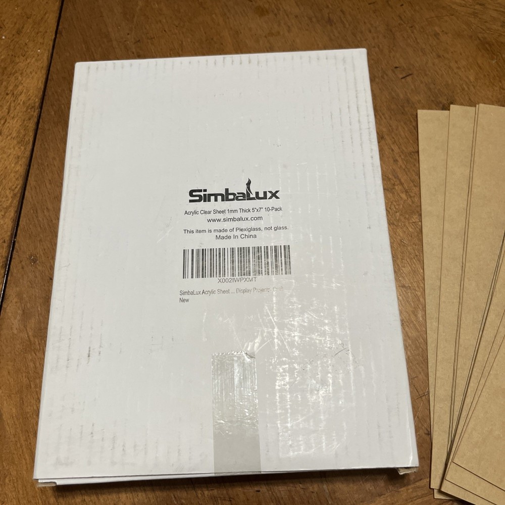 Simbalux Acrylic Clear Sheet 1mm Thick 5X7 (10pack)