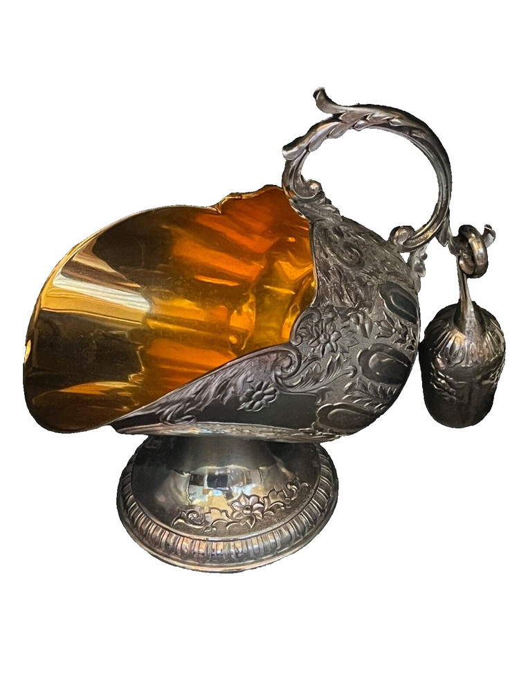 Vintage Leonard Silver Plated Sugar Scuttle With Scoop
