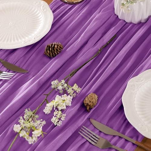 Table Runner Cheesecloth Table Runner 10FT Farmhouse Table Runners 10ft Purple