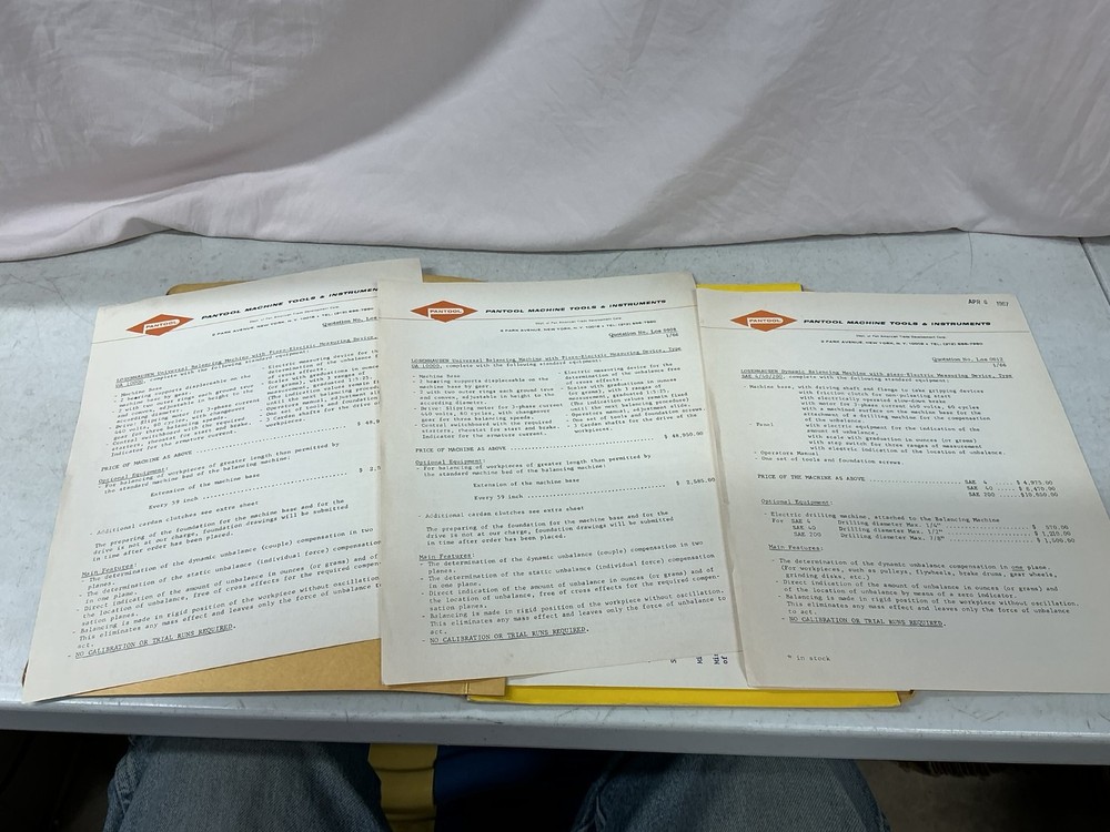 Pantool Machine Tools & Instruments Catalog Manual Balancing Machines