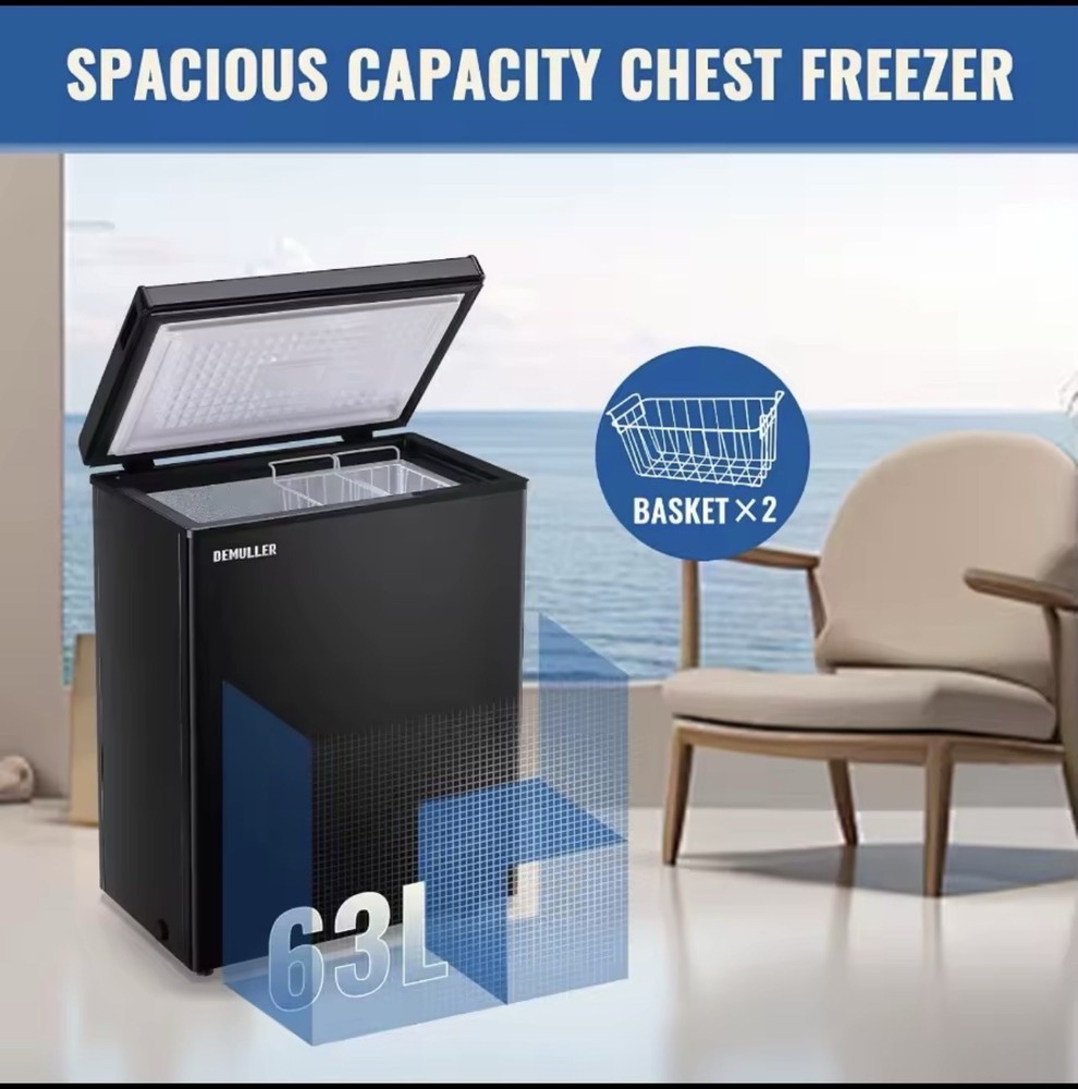 63L Mini Deep Freezer With Electronic Temperature Control Panel - Black