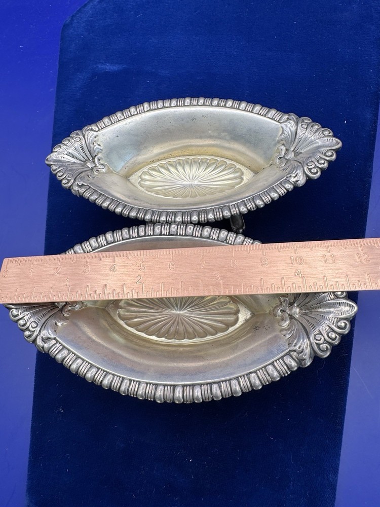 Watson Sterling Co Shell Footed Salt Cellars Pair c1900 115g Solid Silver