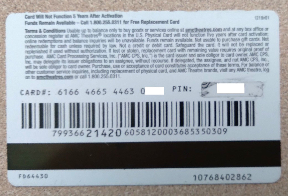 $25 AMC THEATERS GIFT CARD