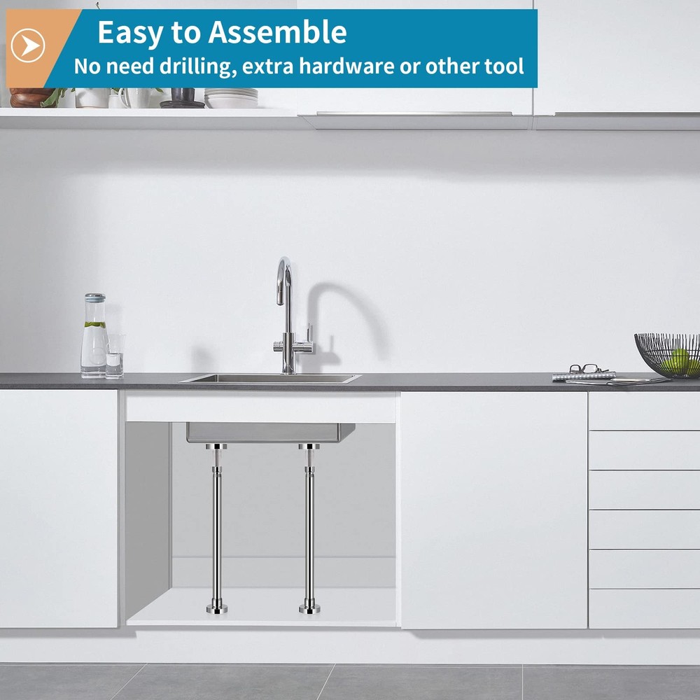 2 Pcs Undermount Sink Brackets Adjustable, Stainless Steel Sink Support, Dril...