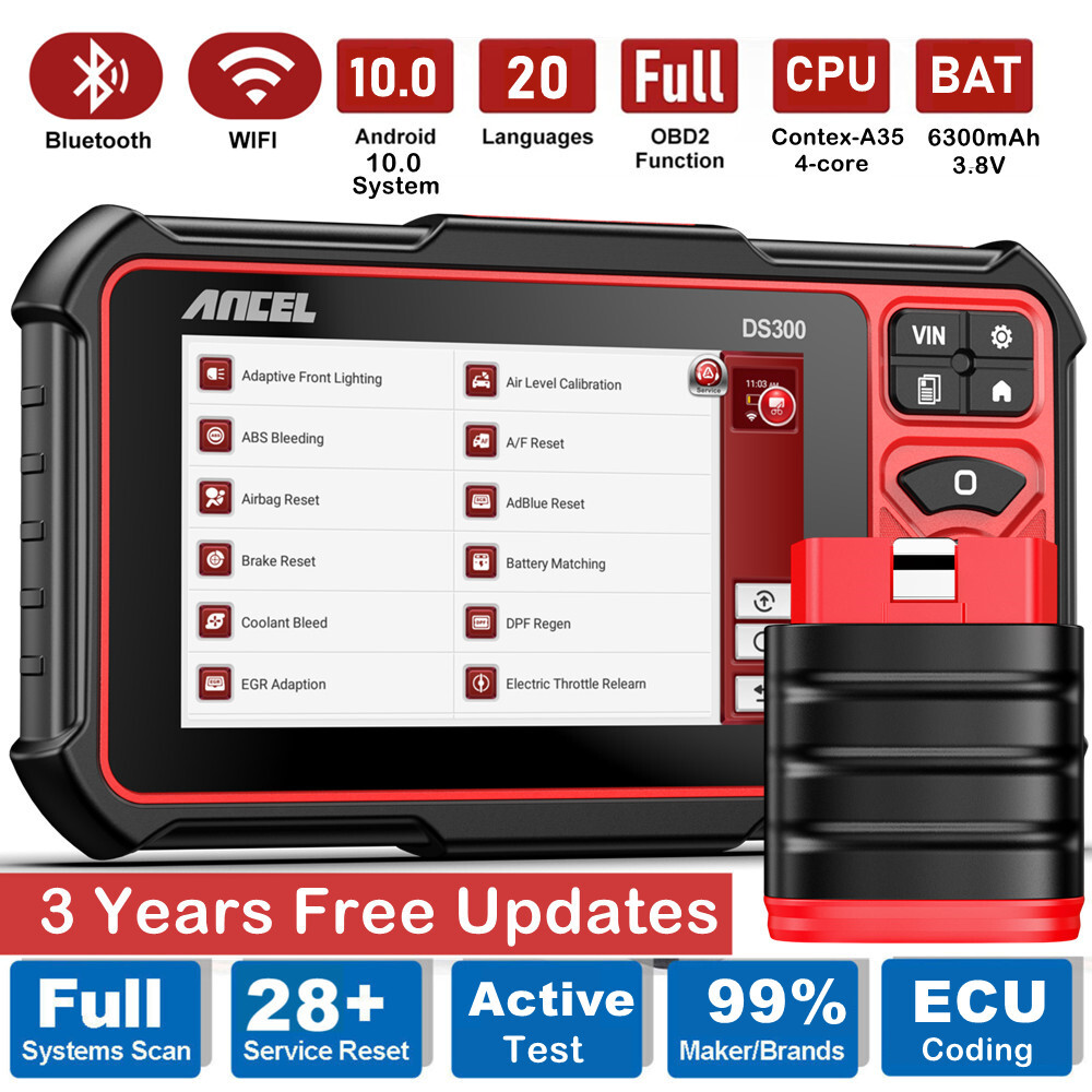 ANCEL DS300 Car OBD2 Scanner Bi-directional Scan Tool Full System E-CU Coding