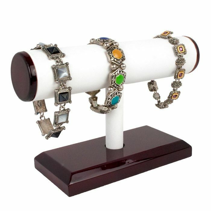 Red Rosewood Jewelry Bracelet / Bangle / Watch Display T Bar Stand