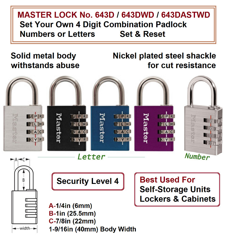 MASTERLOCK Combination Lock, Set Your Own Combination Padlock, Steel lock