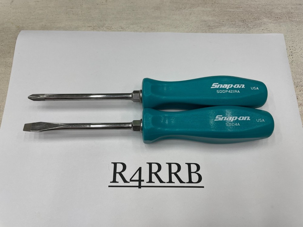 Snap-on Tools USA NEW 2pc TEAL Hard Handle Flat Phillips Head Screwdriver Set