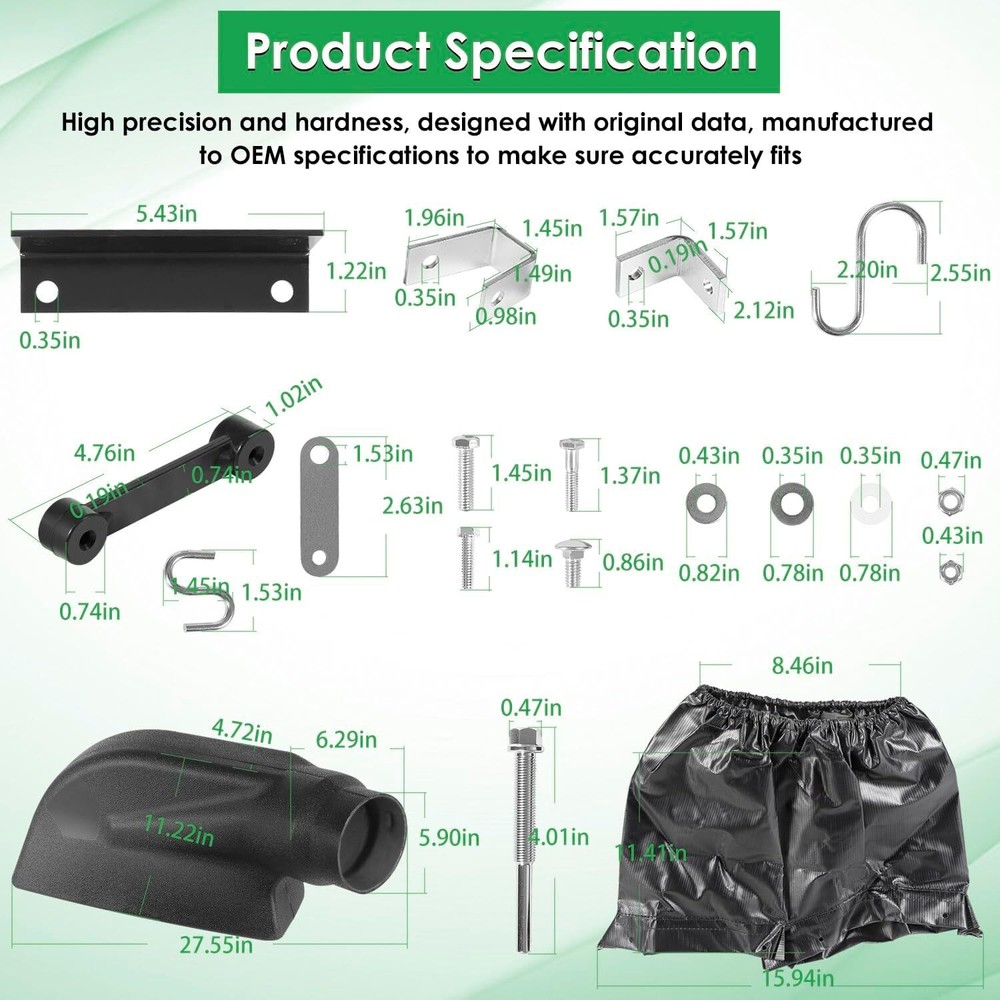 62468 Adapter Mow-N-Vac Kit Universal Deck Boot Chute Leaf Vacuum Bagger