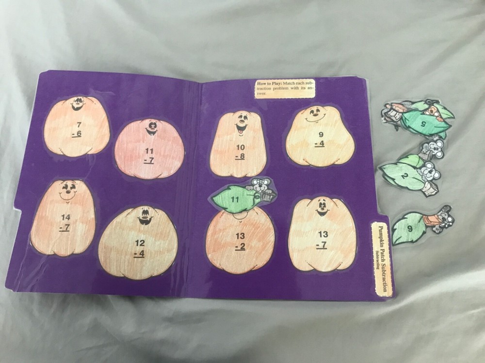 Pumpkin Patch Subtraction! 2nd grade math file folder game teacher resources