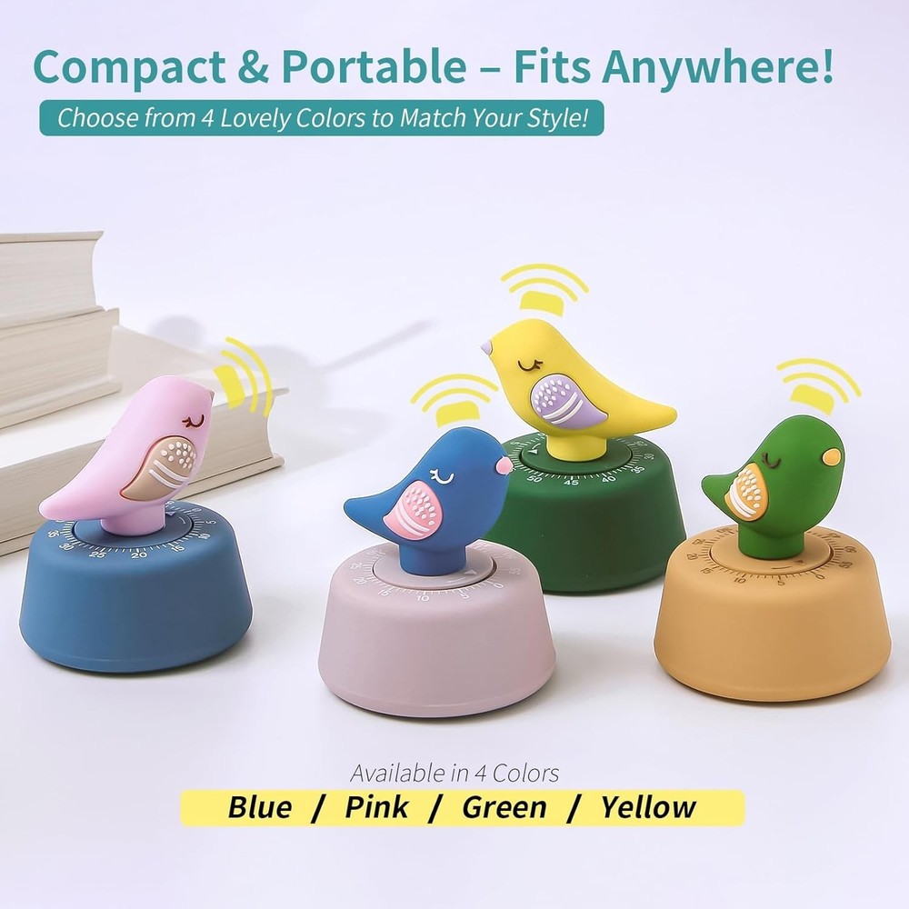 Eco-Friendly Wind-Up Kitchen Timer for Kids - Cute 60-Minute Countdown