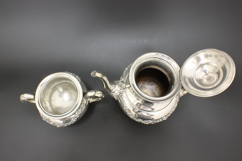 Wallace 4 Pc Silverplate Coffee Tea Serving Set Rose Swags #55247