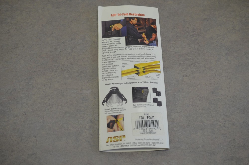 ASP Products Tri-Fold Disposable Single Use Restraints - (6 Pack) 56192
