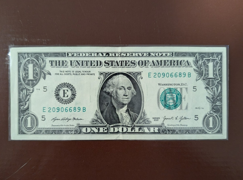 Fancy Serial Number $1 Dollar 4 Over Ink Error And Off Center