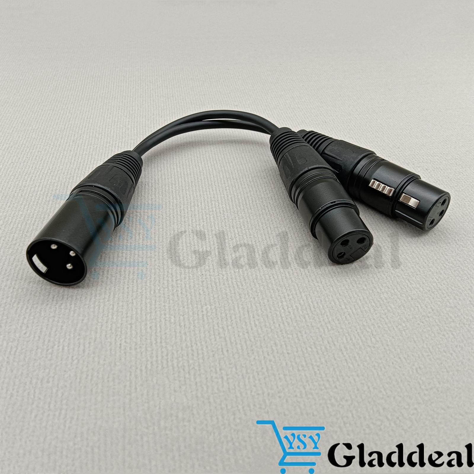3-Pin XLR Male Plug to Dual 2 Female 16 AWG Jack Y Splitter Mic DJ Cable Adaptor