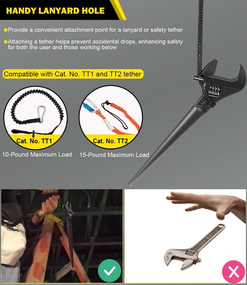 Tools 3227 Adjustable Spud Wrench 10" Extra-Wide Jaw Tether Hole