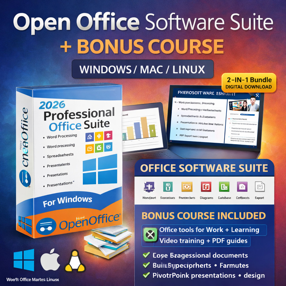 Open Office Home and Student for Windows Mac Linux - Office Software Suite 2026