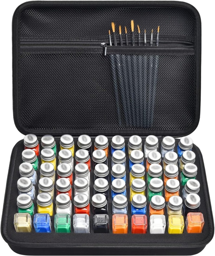 Model Paint Storage Case Compatible with Testors 69 Piece Set Black