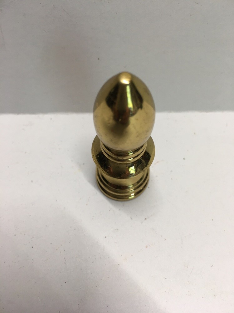 2" TALL Solid Brass Polished Bullet Shaped Lamp Finial 1/4 -27 Thread