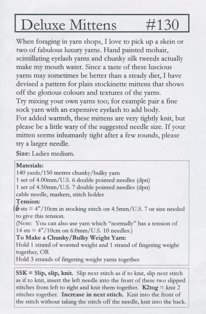 Cabin Fever Knitting Pattern 130 Deluxe Mittens - Pattern Only