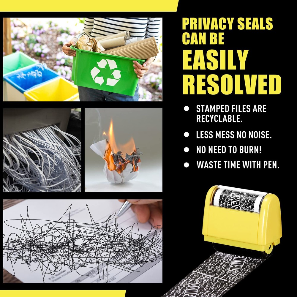 4 Pack Identity Protection Roller Stamp Security Address Blocker with Refills