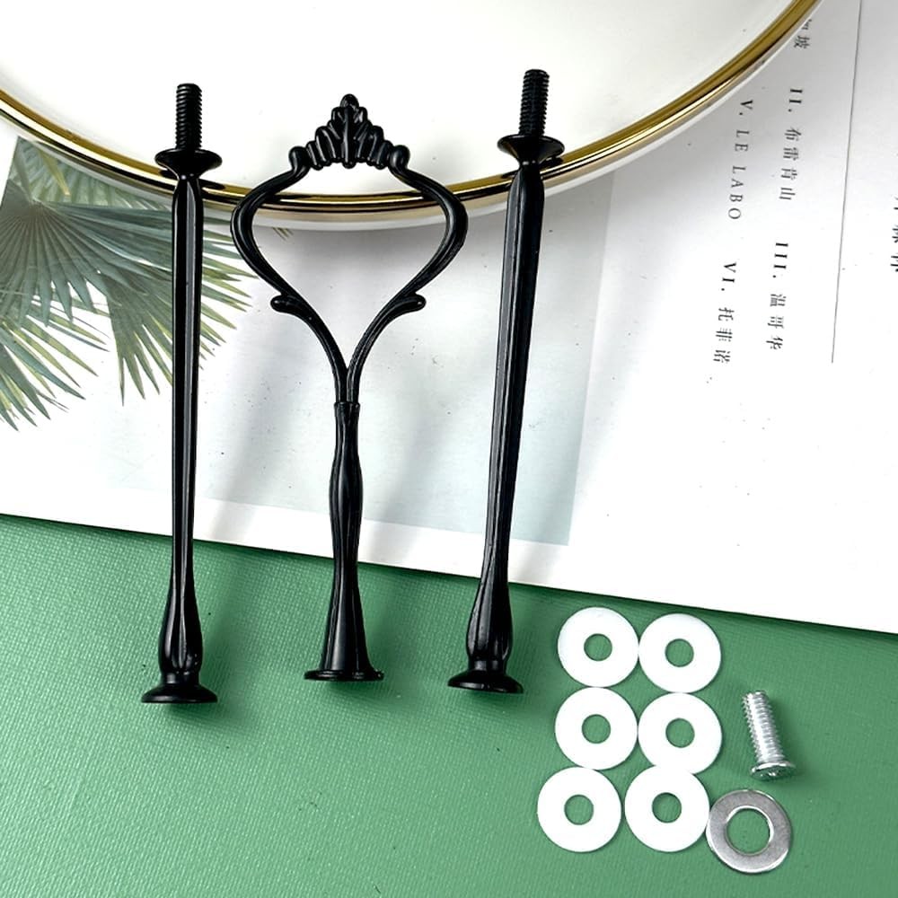 6 Sets 3 Tier Cake Stand Hardware Handles Black