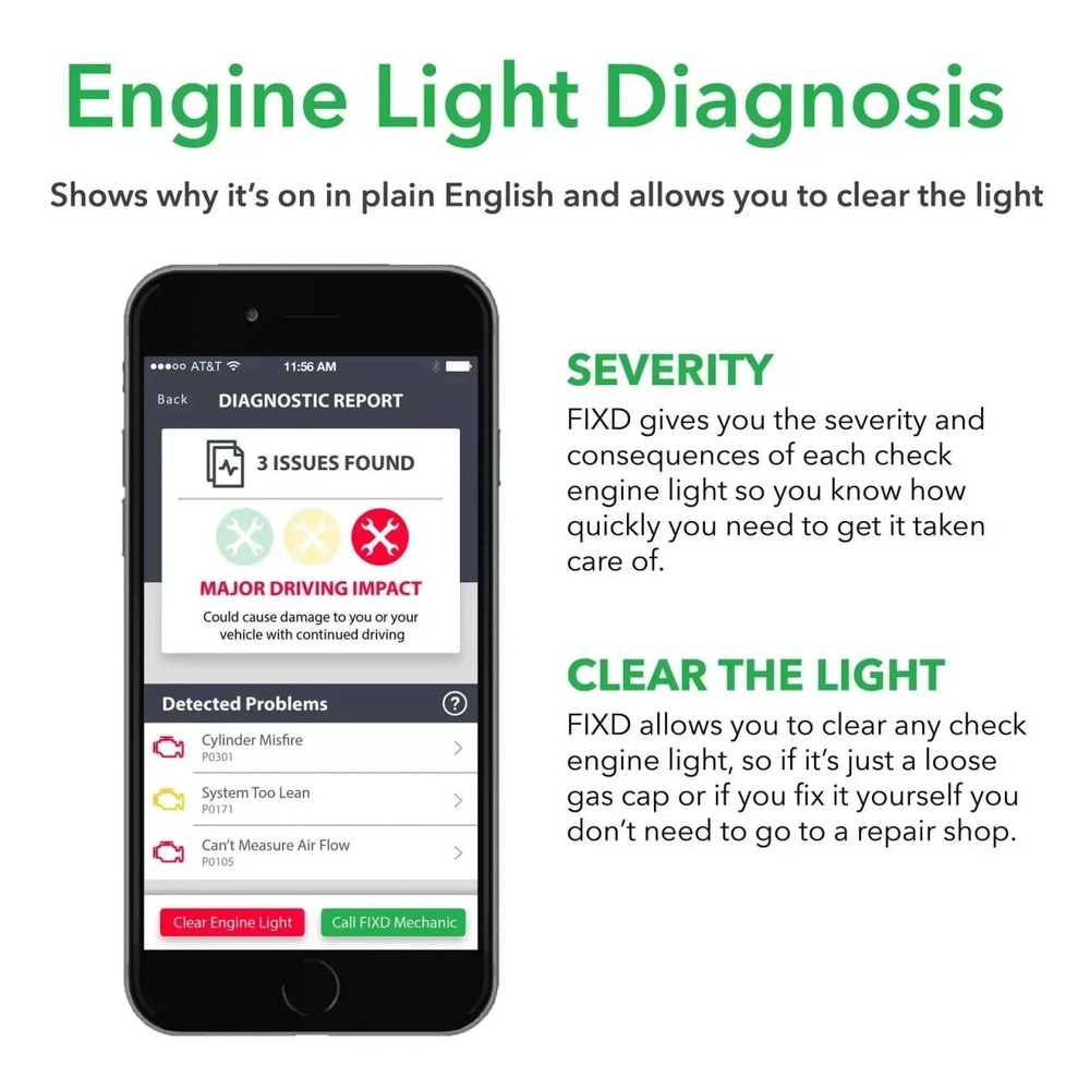 FIXD OBD2 Bluetooth Car Diagnostic Scanner for iPhone Android Code Reader Sale