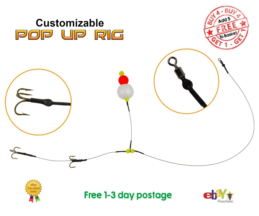 Barbed Treble Pop Up Rig Wire Trace- Customizable - Extra Long - Pike & Predator