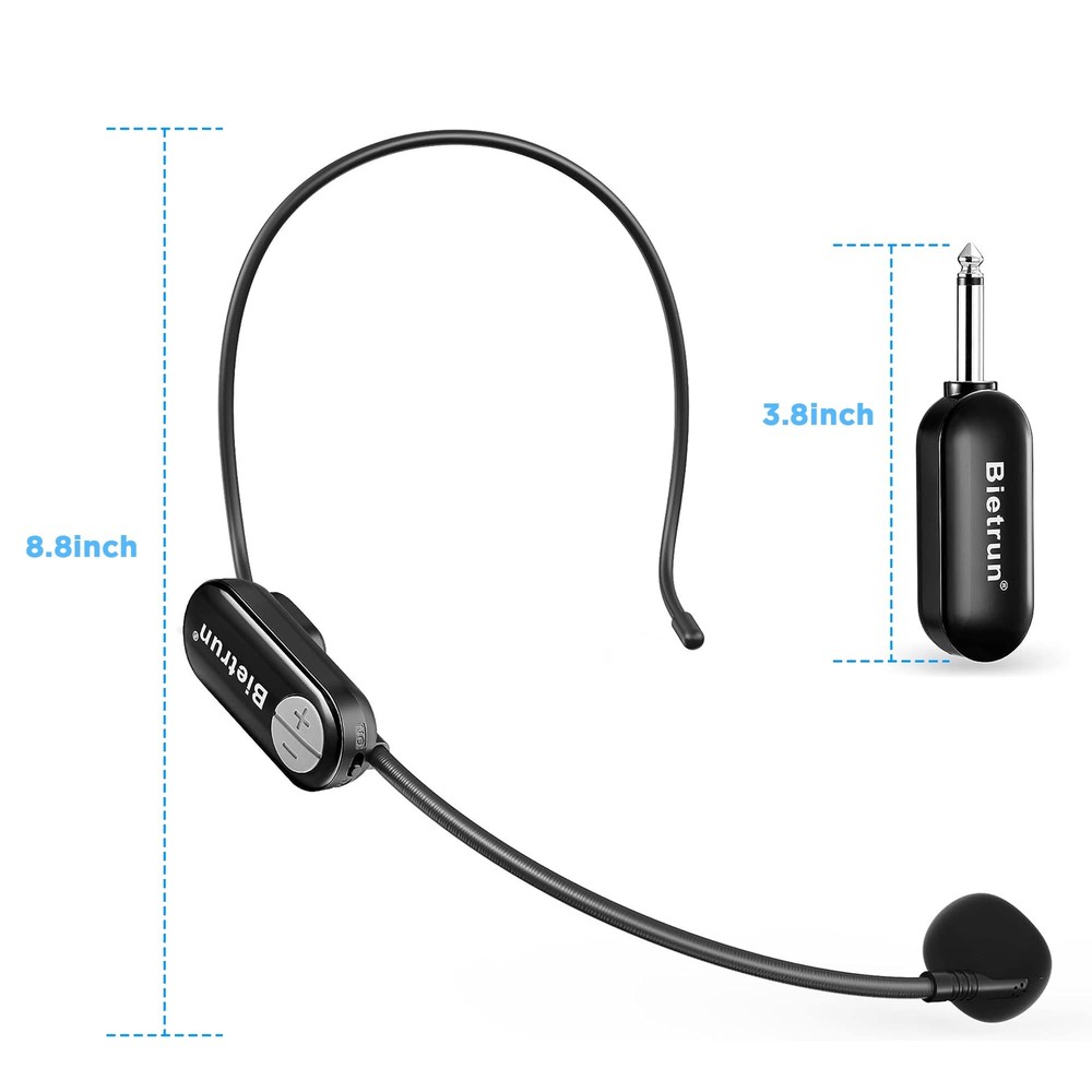 Wireless Microphone Headset With 1/4''plug 165ft Range Uhf Wireless Headset Mic