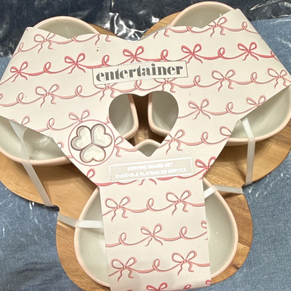 Entertainer Serving Board Set Ceramic & Acacia Wood