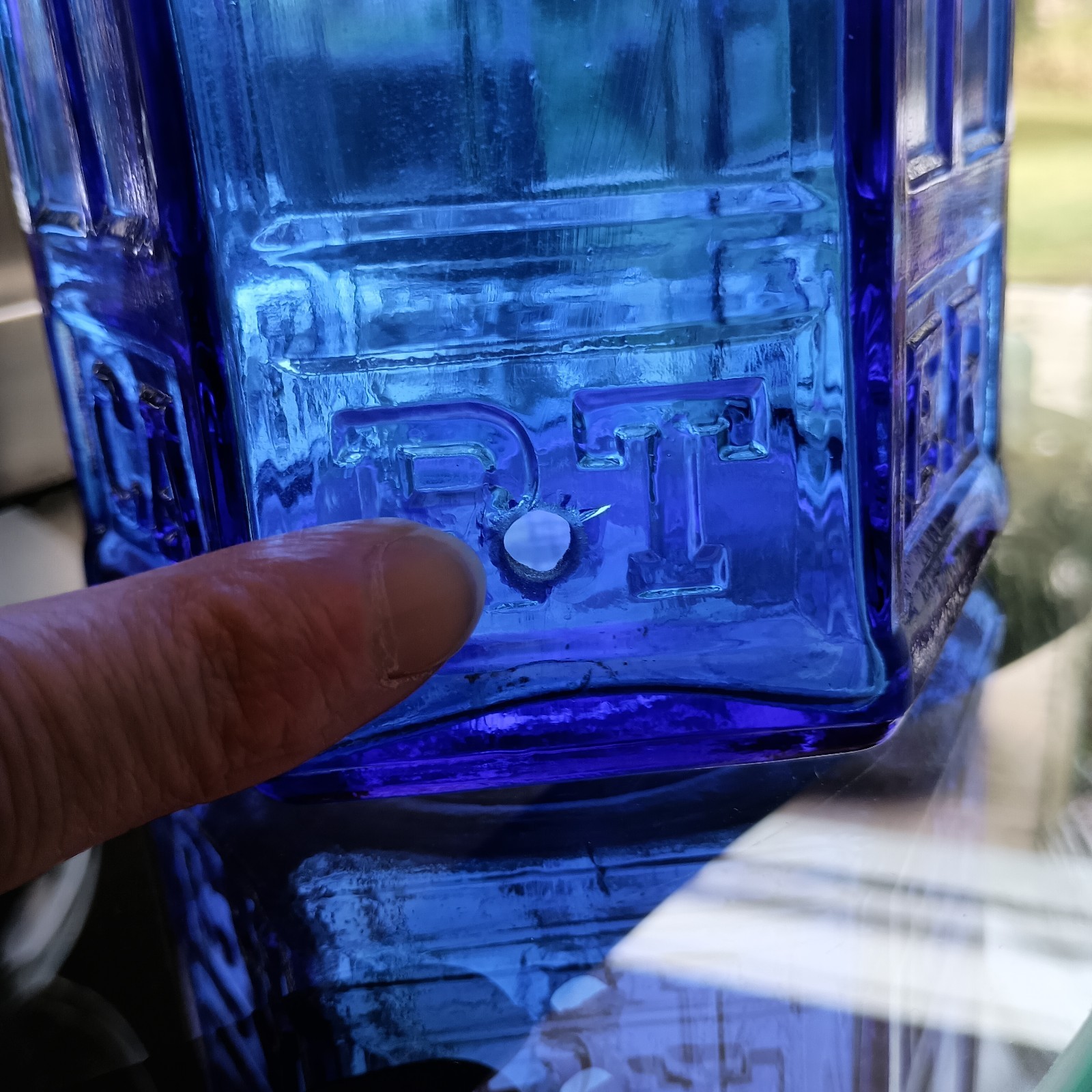 Antique 9.75" CARTER's Cathedral Master INK Bottle, Cobalt Blue Glass - DRILLED