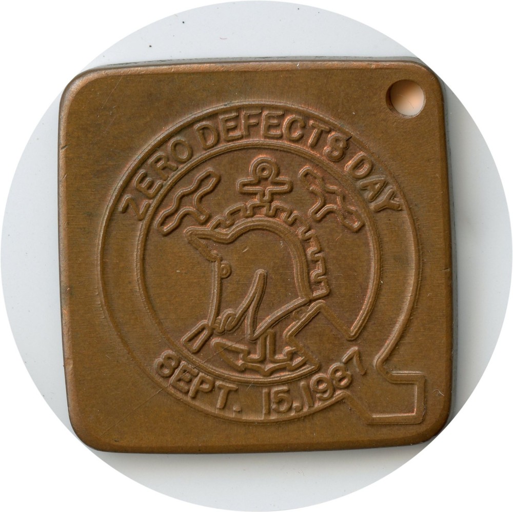 1987 Zero Defects Day Problem Solving Steps Employee Key Fob Tag Medal 33mm
