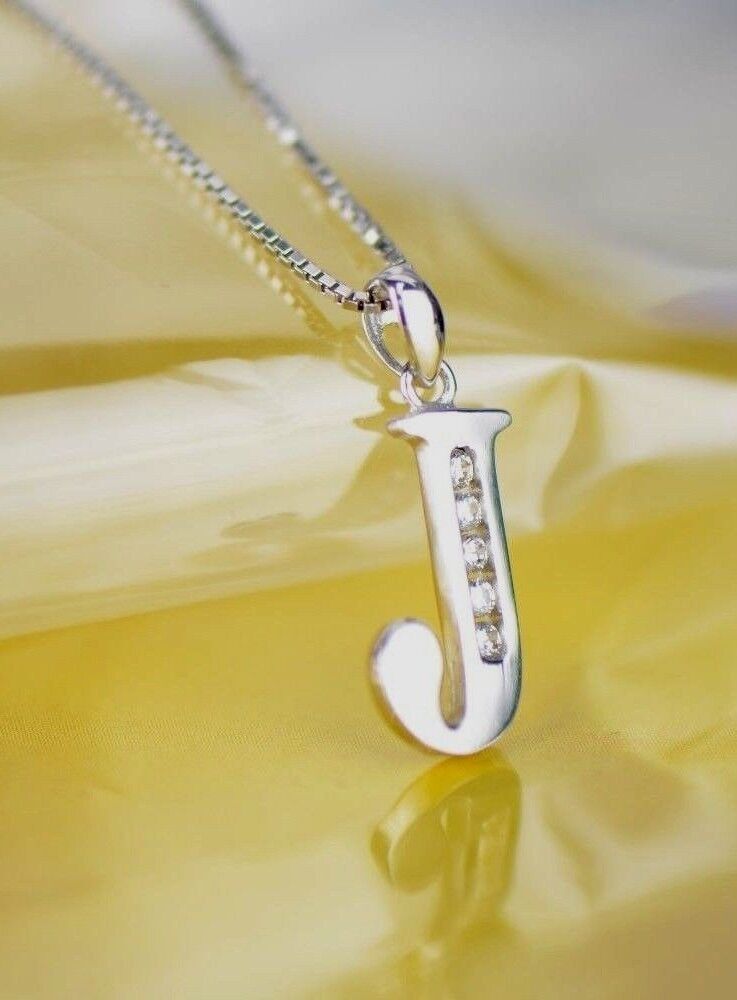925 Sterling Silver Initial Letter CZ Pendant