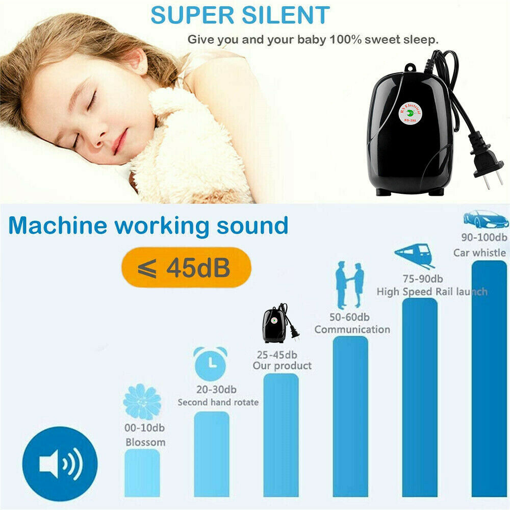 Air Pump Large Aquarium Fish Tank Pump Hydroponic Oxygen 2 Outlet 5W Pump