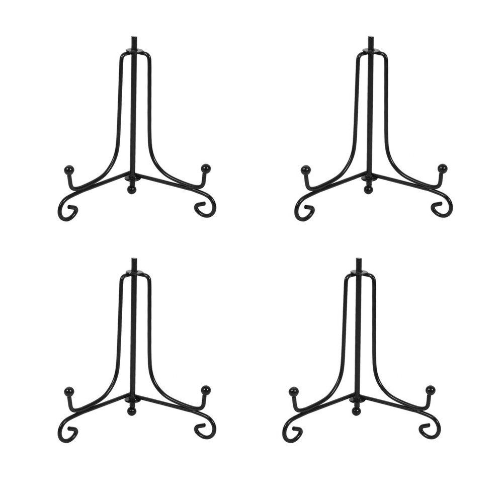 (4 Pack) Iron Display Stand, Black Easel Plate 4 inch pack),