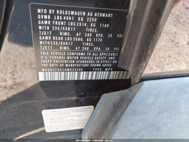 TIGUAN 2010 Speedometer 3837893