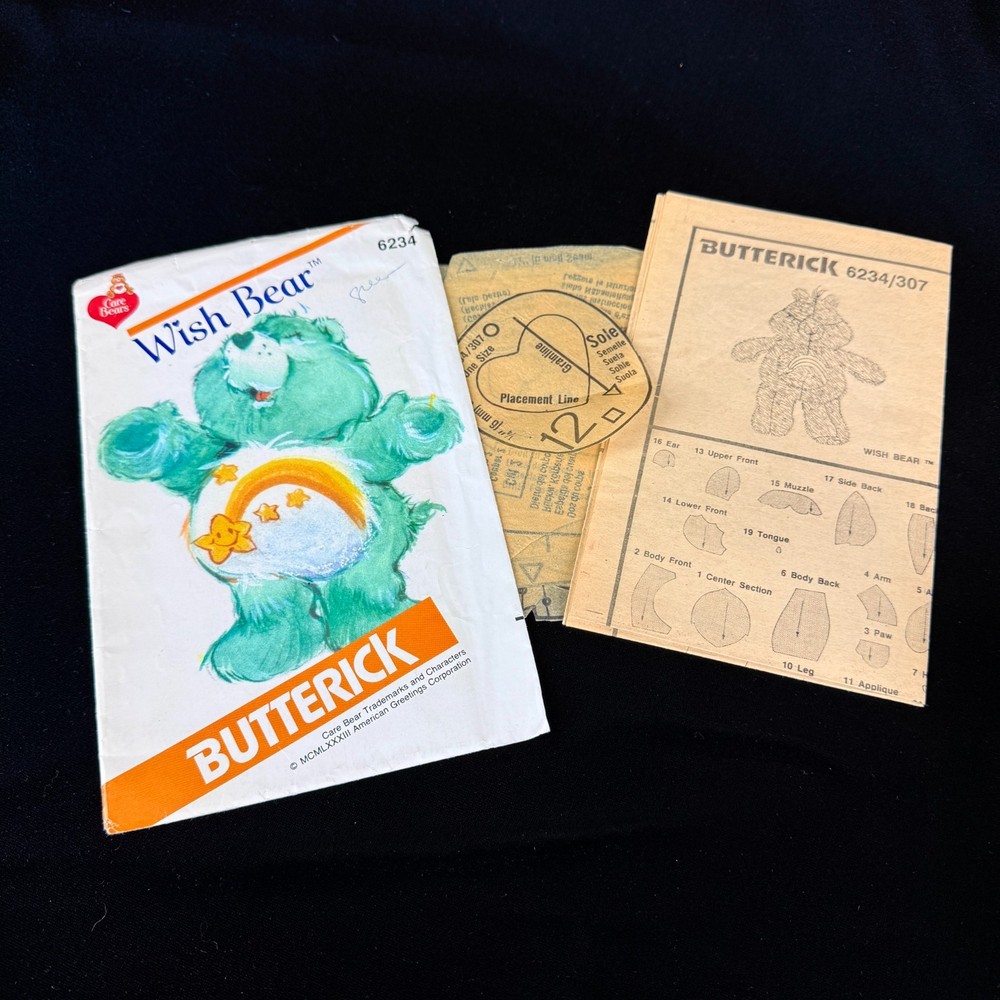 1983 Care Bear Wish Bear Butterick Pattern 6234 Cut Complete